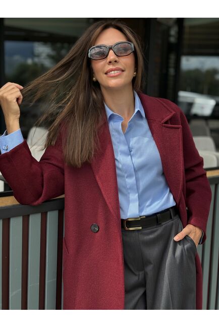 Пальто из шерсти мериноса цвет бордовый-S1919 от Doroteya 