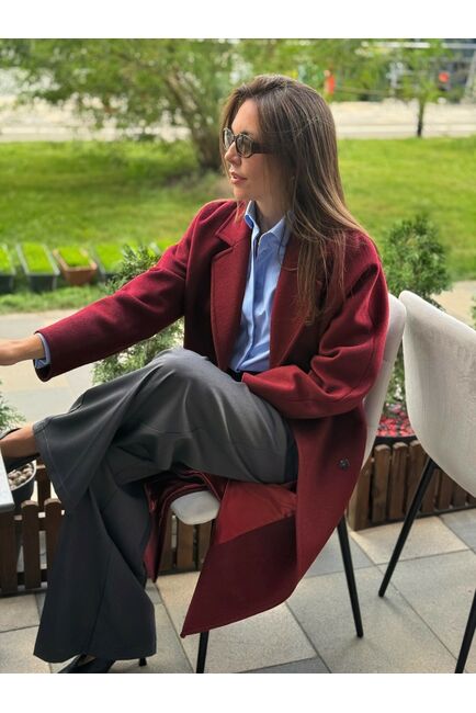 Пальто из шерсти мериноса цвет бордовый-S1919 от Doroteya 