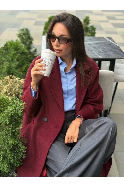 Пальто из шерсти мериноса цвет бордовый-S1919 от Doroteya 