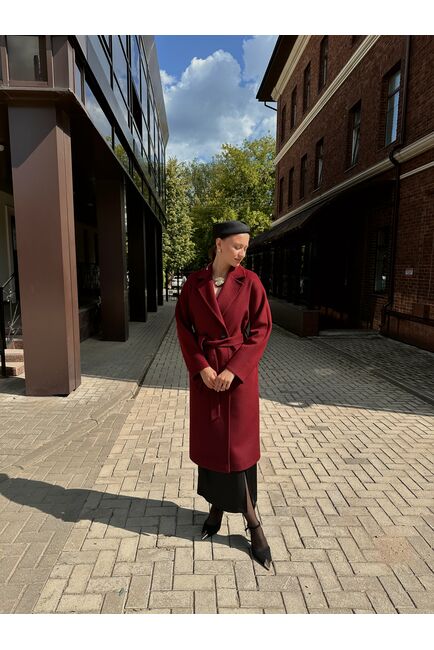 Пальто из шерсти мериноса цвет бордовый-S1919 от Doroteya 