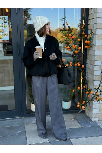 Бомбер из мериноса цвет: Черный-A102 от Doroteya 