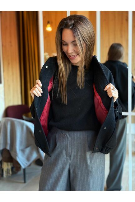 Бомбер из мериноса цвет: Черный-A102 от Doroteya 