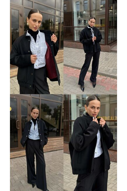 Бомбер из мериноса цвет: Черный-A102 от Doroteya 