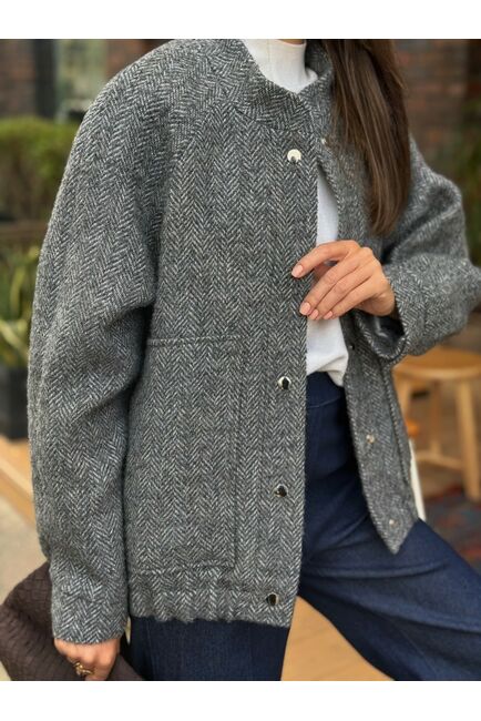 Бомбер из шерсти и мохера цвет серый-A102 от Doroteya 