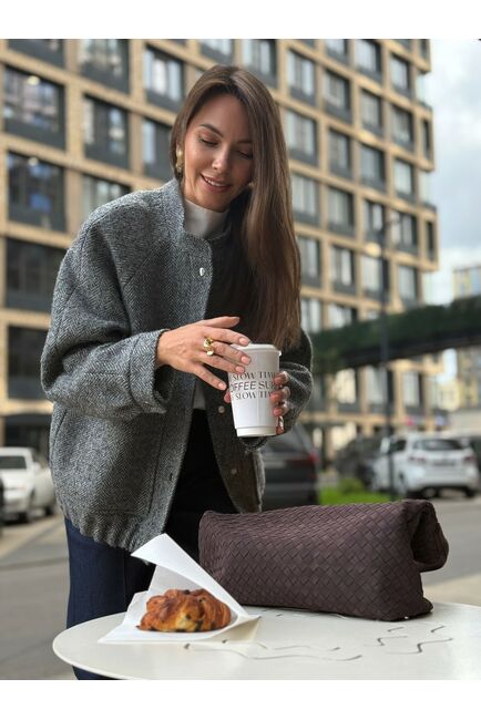 Бомбер из шерсти и мохера цвет серый-A102 от Doroteya 