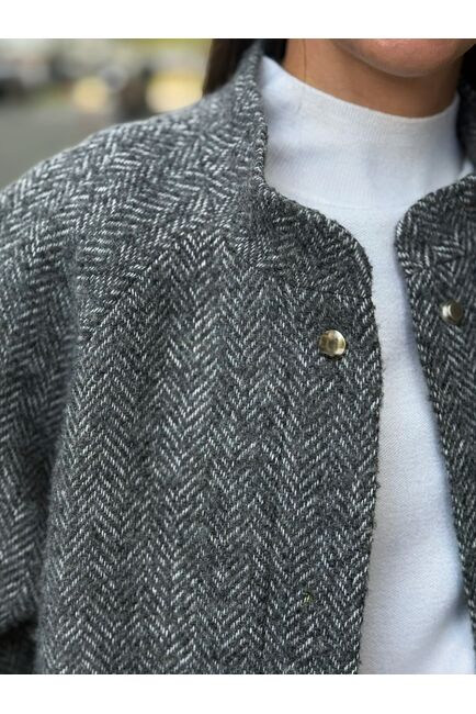 Бомбер из шерсти и мохера цвет серый-A102 от Doroteya 