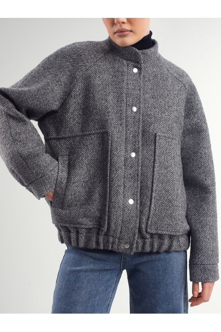 Бомбер из шерсти и мохера цвет серый-A102 от Doroteya 