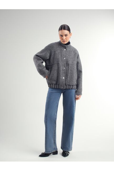 Бомбер из шерсти и мохера цвет серый-A102 от Doroteya 