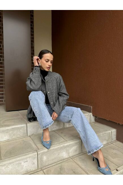 Бомбер из шерсти и мохера цвет серый-A102 от Doroteya 