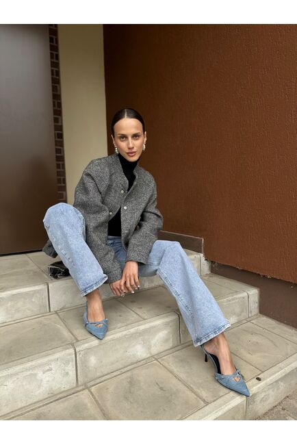 Бомбер из шерсти и мохера цвет серый-A102 от Doroteya 