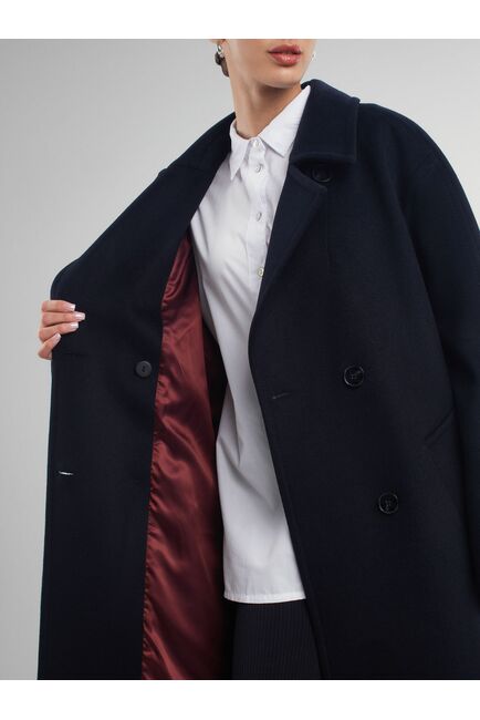 Пальто из шерсти Мериноса цвет Темно-синий-A087 от Doroteya 