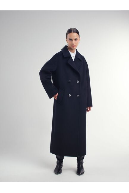 Пальто из шерсти Мериноса цвет Темно-синий-A087 от Doroteya 