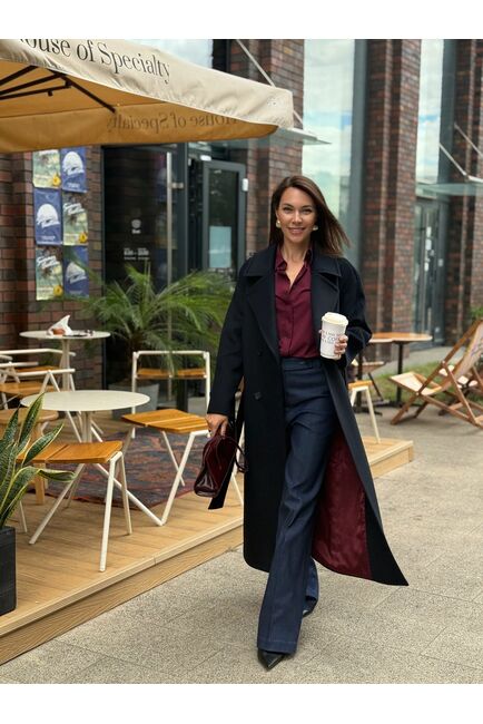 Пальто из шерсти Мериноса цвет Темно-синий-A087 от Doroteya 