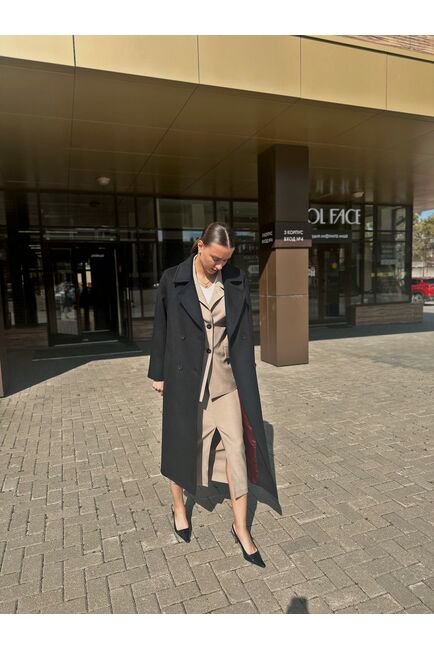 Пальто из шерсти Мериноса цвет Темно-синий-A087 от Doroteya 