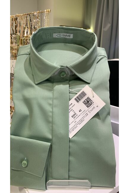 Рубашка из бамбука зеленая с универсальным манжетом - 8960 от byME 