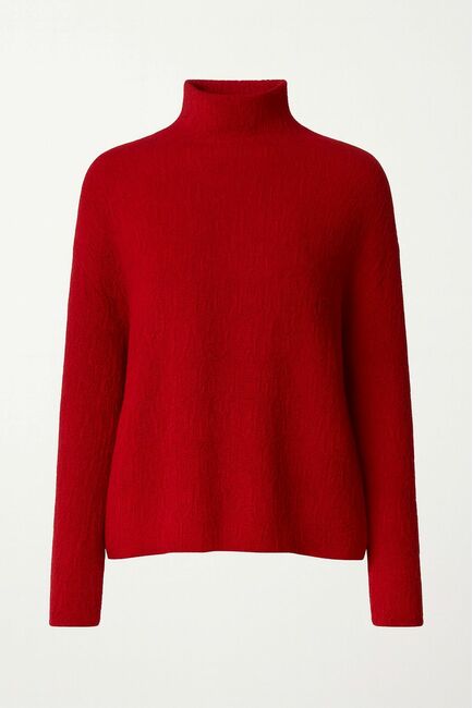 Джемпер из шерсти мериноса тонкой вязки красный фактурный от byME 