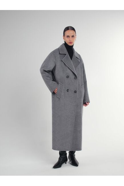 Пальто из шерсти и кашемира  Ворс Parma  цвет серый меланж  -A087 от Doroteya 