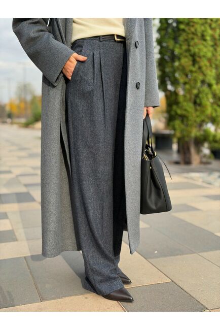 Брюки широкого кроя из шерсти  тёмно-синие MS5311-- Dark Blue от  