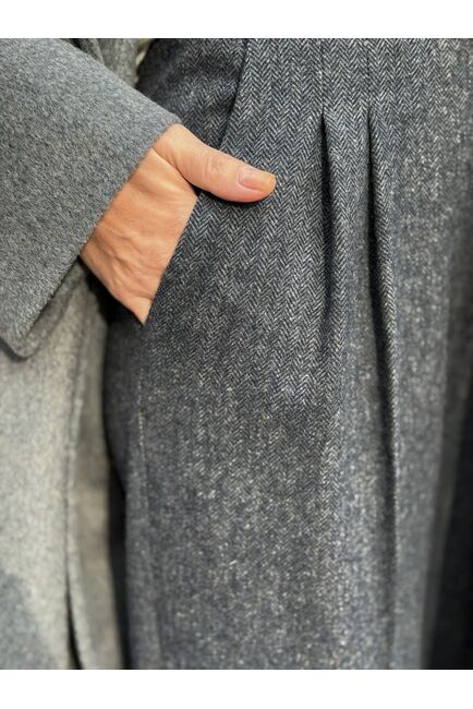 Брюки широкого кроя из шерсти  тёмно-синие MS5311-- Dark Blue от  