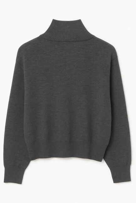 Джемпер серый на молнии с карманами из хлопка и акрила-MQ076 от byME 