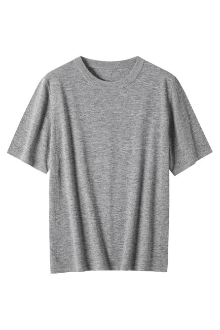 Джемпер серый с коротким рукавом из шерсти мериноса-JFB02 от byME 