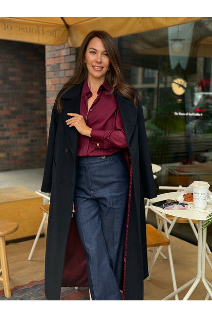 Женские брюки синие из ткани деним TR1-1003 от byME 