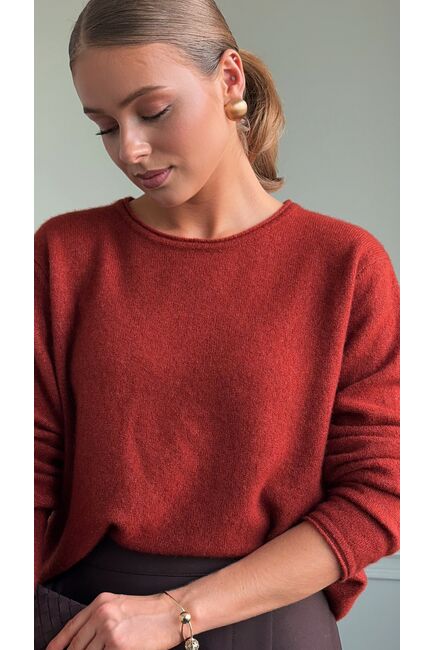 Джемпер из кашемира и шёлка  в террактовом цвете - 8293-terracotta от byME 