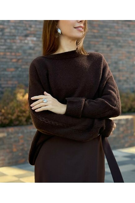 Джемпер из кашемира и шёлка в шоколадном цвете-8299-chocolate от byME 