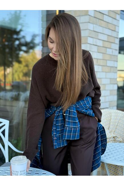 Джемпер из кашемира и шёлка в шоколадном цвете-8299-chocolate от byME 