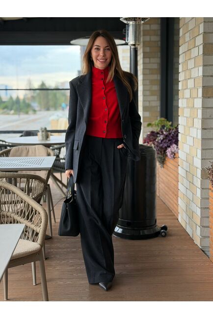 Женские брюки с добавлением шерсти  темно-серые 135028 от Luisa Wang 