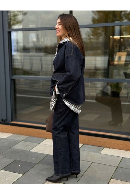 Джинсы женские  из хлопка темно-синие 545026 от Luisa Wang 