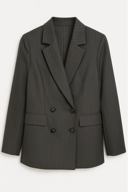 Жакет светло -серый в тонкую полоску с добавлением шерсти J1-1004 от byME 