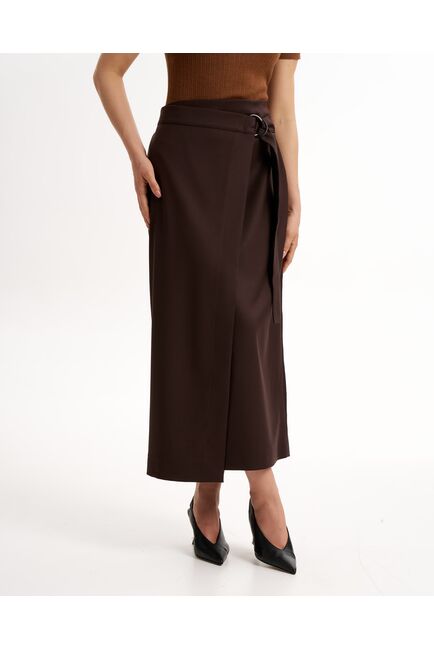 Женская юбка шоколадная на запах SK-035016-1000 от byME 