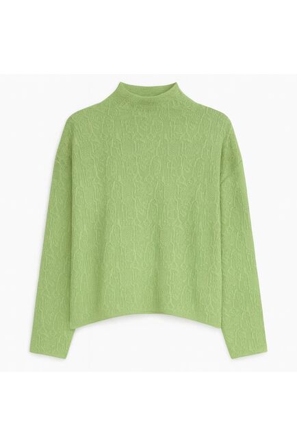 Джемпер из шерсти мериноса тонкой вязки  фактурный зеленый от byME 