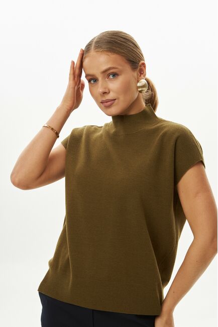 Топ из шерсти мериноса тонкой вязки и шелка Mulberry оливковый от byME 