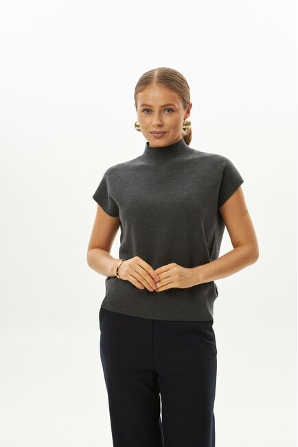 Топ из шерсти мериноса тонкой вязки и шелка Mulberry темно-серый от byME 