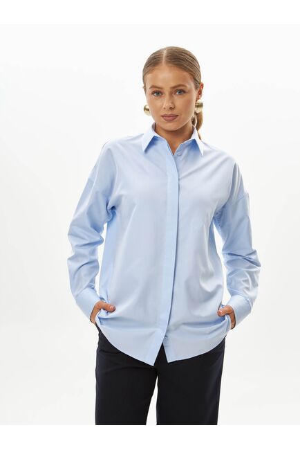 Женская рубашка из бамбука голубая-9033 от byME 