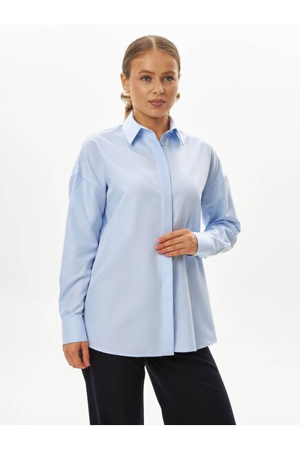 Женская рубашка из бамбука голубая-9033 от byME 