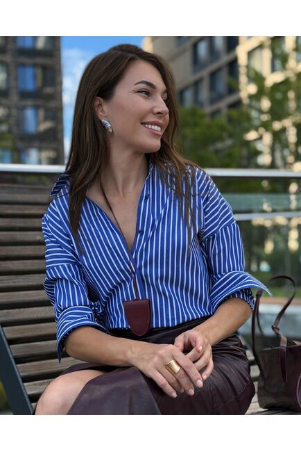 Женская рубашка  в синюю полоску-9034 от byME 