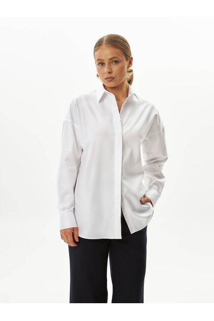 Женская рубашка белая оверсайз из хлопка 9035 от byME 