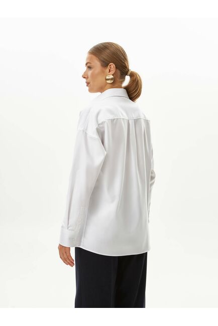 Женская рубашка белая оверсайз из хлопка 9035 от byME 