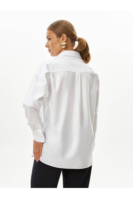 Женская рубашка белая оверсайз из хлопка 9035 от byME 
