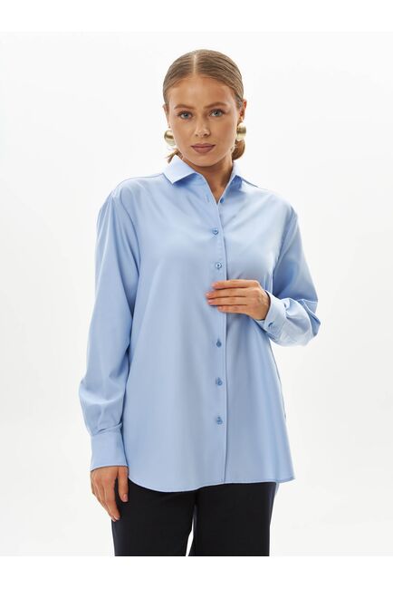 Женская рубашка голубая из бамбука-9043 от byME 