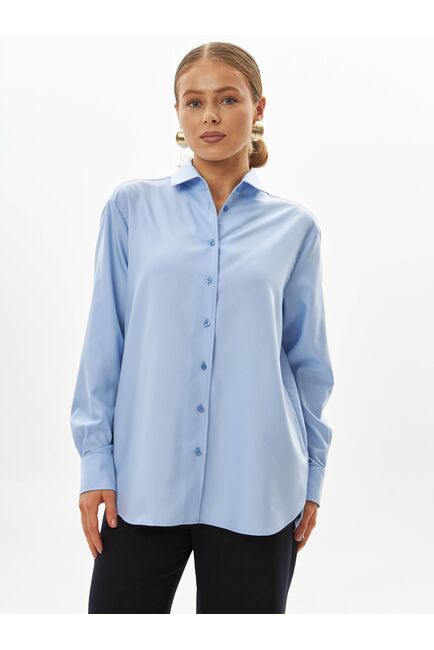 Женская рубашка голубая из бамбука-9043 от byME 