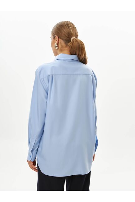 Женская рубашка голубая из бамбука-9043 от byME 