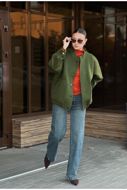 Бомбер из шерсти цвет лайм от Doroteya 