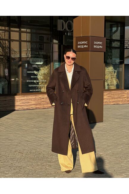 Пальто из шерсти Мериноса цвет шоколад -A087 от Doroteya 