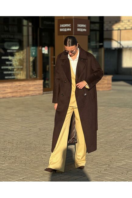 Пальто из шерсти Мериноса цвет шоколад -A087 от Doroteya 