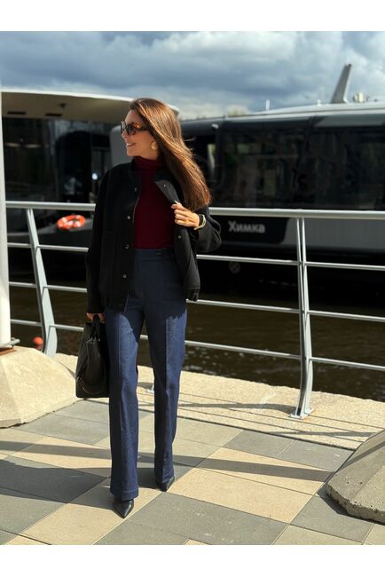 Бомбер из мериноса цвет: Черный-A102 от Doroteya 