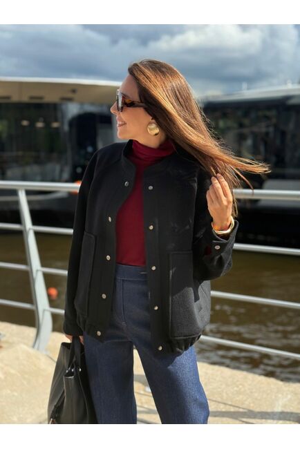 Бомбер из мериноса цвет: Черный-A102 от Doroteya 